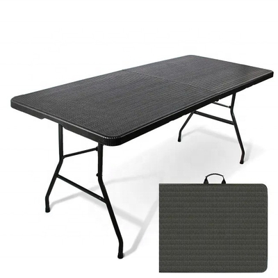Tavolo di plastica stile pieghevole imitazione di rattan leggero portatile campeggio tavolo da picnic