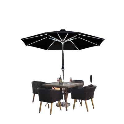 Generale stile europeo Energia solare USB Patio ombrello in acciaio ricaricabile con 3 LED